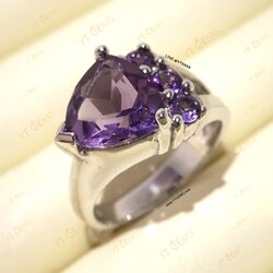 แหวนอเมทิสต์ แหวนเงินแท้ ชุบทองคำขาว พลอยอเมทิสต์แท้ YTG-11430 YTGEMS