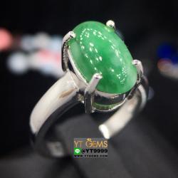 แหวนหยก เกรดA แหวนหยกแท้ แหวนเงินแท้ 92.5% ชุบทองคำขาว ประดับ หยกแท้ เกรดA YTG-9076 YTGEMS