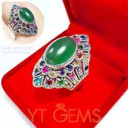 แหวนนพเก้า แหวนเงินแท้ รมดำ พลอยหลากสี (CZ) YTG-11752 YTGEMS