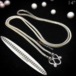 สร้อยคอเงินแท้ ลายสี่เสา หนา 1.5 มม. ยาว 14 นิ้ว YTG-9438 YTGEMS