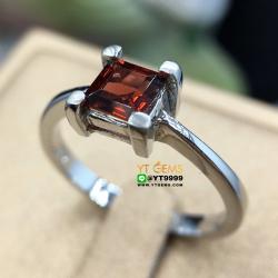 แหวนโกเมน แหวนเงินแท้92.5% ชุบทองคำขาว ประดับพลอยโกเมนแท้ YTG-8499 YTGEMS