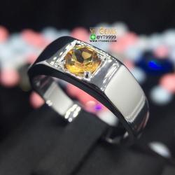 แหวนปลอกมีด แหวนซิทริน แหวนเงินแท้92.5% ชุบทองคำขาว ประดับพลอยซิทรินแท้ YTG-8165 YTGEMS