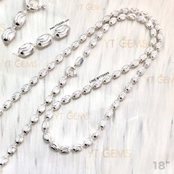 สร้อยคออิตาลี เงินแท้ ลายเม็ดข้าว ตัดลาย 3 มม. 18 นิ้ว YTG-9498 YTGEMS
