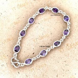 สร้อยข้อมืออเมทิสต์ สร้อยข้อมือเงินแท้ พลอยอเมทิสต์ (CZ) YTG-9041 YTGEMS