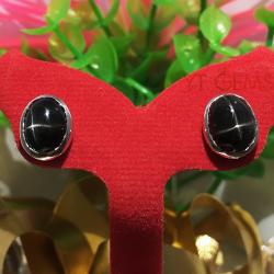 ต่างหูนิลสตาร์ ต่างหูเงินแท้92.5% ชุบทองคำขาว พลอยนิลสตาร์แท้ YTG-3215 YTGEMS