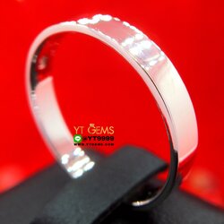 แหวนเงินแท้ 92.5% ชุบทองคำขาว หน้าแหวน 3 มิลลิเมตร แหวนปลอกมีด แหวนเกลี้ยง (ขอบตัดหน้าตรง) YTG-10399 YTGEMS