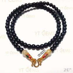 สร้อยคอนิลแท้ 6 มม. (ผิวด้าน) 20 นิ้ว แต่ง ไหมทองแท้ ตะขอ ชุบทอง ลงยา YTG-11405 YTGEMS