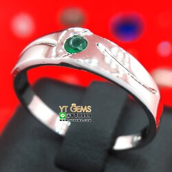 แหวนกรีนอาเกต แหวนปลอกมีด แหวนเงินแท้ 92.5% ชุบทองคำขาว ประดับ พลอยกรีนอาเกตแท้ หน้าแหวน 4.5 มิลลิเมตร YTG-10445 YTGEMS