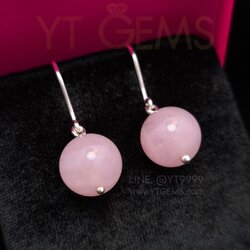 ต่างหูโรสควอตซ์ ต่างหู เงินแท้ หินมงคล หินโรสควอตซ์แท้ YTG-11831 YTGEMS
