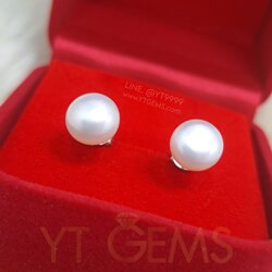 ต่างหู ไข่มุก มุกแท้ มุกน้ำจืด 8 มม. ก้าน-แป้น เงินแท้ YTG-10227 YTGEMS