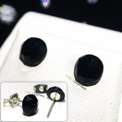 ต่างหูนิล ต่างหูเงินแท้ พลอยนิลแท้ ขนาด 7 มม. YTG-10147 YTGEMS