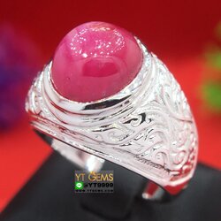 แหวนทับทิมกินบ่เซี่ยง ทับทิมสตาร์ แหวนเงินแท้ 92.5% ชุบทองคำขาว ประดับ พลอยทับทิมกินบ่เซี่ยงแท้ (มีสตาร์ชัด) หน้าแหวน 1.55 ซม. YTG-10511 YTGEMS