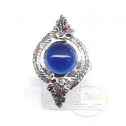 แหวนพญานาค แหวนเงินแท้ 92.5% รมดำ พลอยไพลิน(cz) YTG-5856 YTGEMS