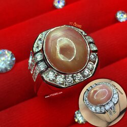 แหวนทับทิมกินบ่เซี่ยง (พลอยแท้หายาก) ล้อมเพชร แหวนเงินแท้ ชุบทองคำขาว YTG-11252 YTGEMS