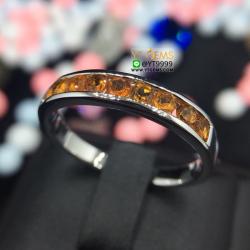 แหวนแถว แหวนซิทริน แหวนเงินแท้92.5% ชุบทองคำขาว ประดับพลอยซิทรินแท้(สีส้ม) YTG-8161 YTGEMS