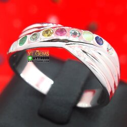 แหวนนพเก้าแท้ แหวนเงินแท้ ชุบทองคำขาว พลอยนพเก้าแท้ (พลอยแท้ครบตามตำรา) YTG-2690 YTGEMS