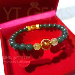 หินมงคล ปีเถาะ (กระต่าย) หยกแท้ ไหมทอง คาร์เนเลี่ยน (หินแท้) YTG-11814 YTGEMS