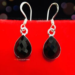 ต่างหูนิล ทรงหยดน้ำ ต่างหูเงินแท้ พลอยนิลแท้ YTG-10133 YTGEMS