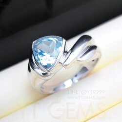 แหวนสกายบลูโทแพซ แหวนเงินแท้ ชุบทองคำขาว พลอยแท้ YTG-11860 YTGEMS