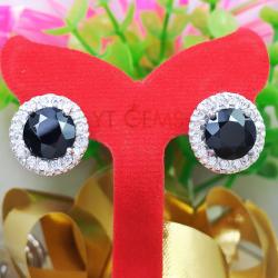 ต่างหูนิล ต่างหูเงินแท้92.5% ชุบทองคำขาว พลอยนิลแท้ ประดับเพชรSwiss YTG-3213 YTGEMS