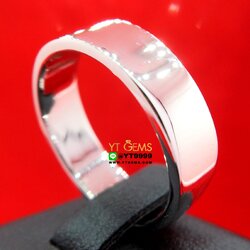 แหวนเงินแท้ 92.5% ชุบทองคำขาว หน้าแหวน 6 มิลลิเมตร แหวนปลอกมีด แหวนเกลี้ยง (ขอบตัดหน้าตรง) YTG-10401 YTGEMS