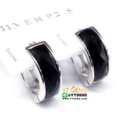 ต่างหูนิล ต่างหูห่วง ต่างหูเงินแท้ 92.5% ประดับ พลอยนิลแท้ YTG-10134 YTGEMS