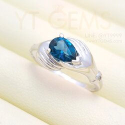 แหวนลอนดอนบลูโทแพซ แหวนเงินแท้ ชุบทองคำขาว พลอยแท้ YTG-11765 YTGEMS