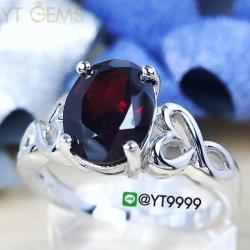 แหวนโกเมน แหวนเงินแท้ 92.5% ชุบทองคำขาว ประดับพลอยโกเมนแท้ YTG-8584 YTGEMS