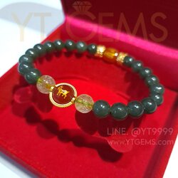 หินมงคล ปีมะแม (แพะ) หยกแท้ ไหมทอง คาร์เนเลี่ยน (หินแท้) YTG-11818 YTGEMS