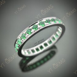 แหวนแถว มรกต รอบวง แหวนเงินแท้ ชุบทองคำขาว พลอยมรกต (CZ) YTG-11201 YTGEMS