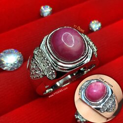 แหวนทับทิมกินบ่เซี่ยง ข้างเพชร แหวนเงินแท้ ชุบทองคำขาว พลอยทับทิมแท้ YTG-11250 YTGEMS