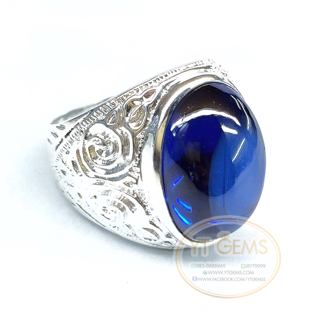 แหวนเงินแท้92.5% พลอยไพลิน(cz) YTG-5559 YTGEMS