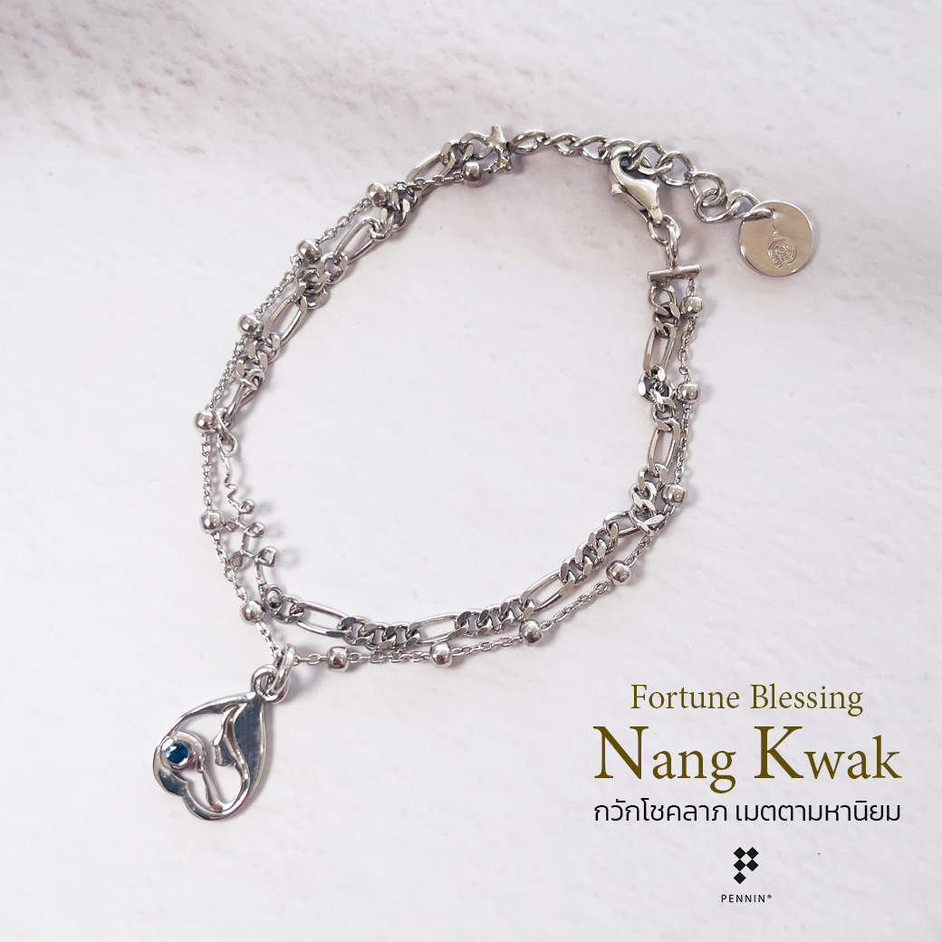 B12620: สร้อยข้อมือนางกวัก ไพลิน จันทบุรี Nang Kwak: Fortune Blessing กวักโชคลาภ เมตตามหานิยม