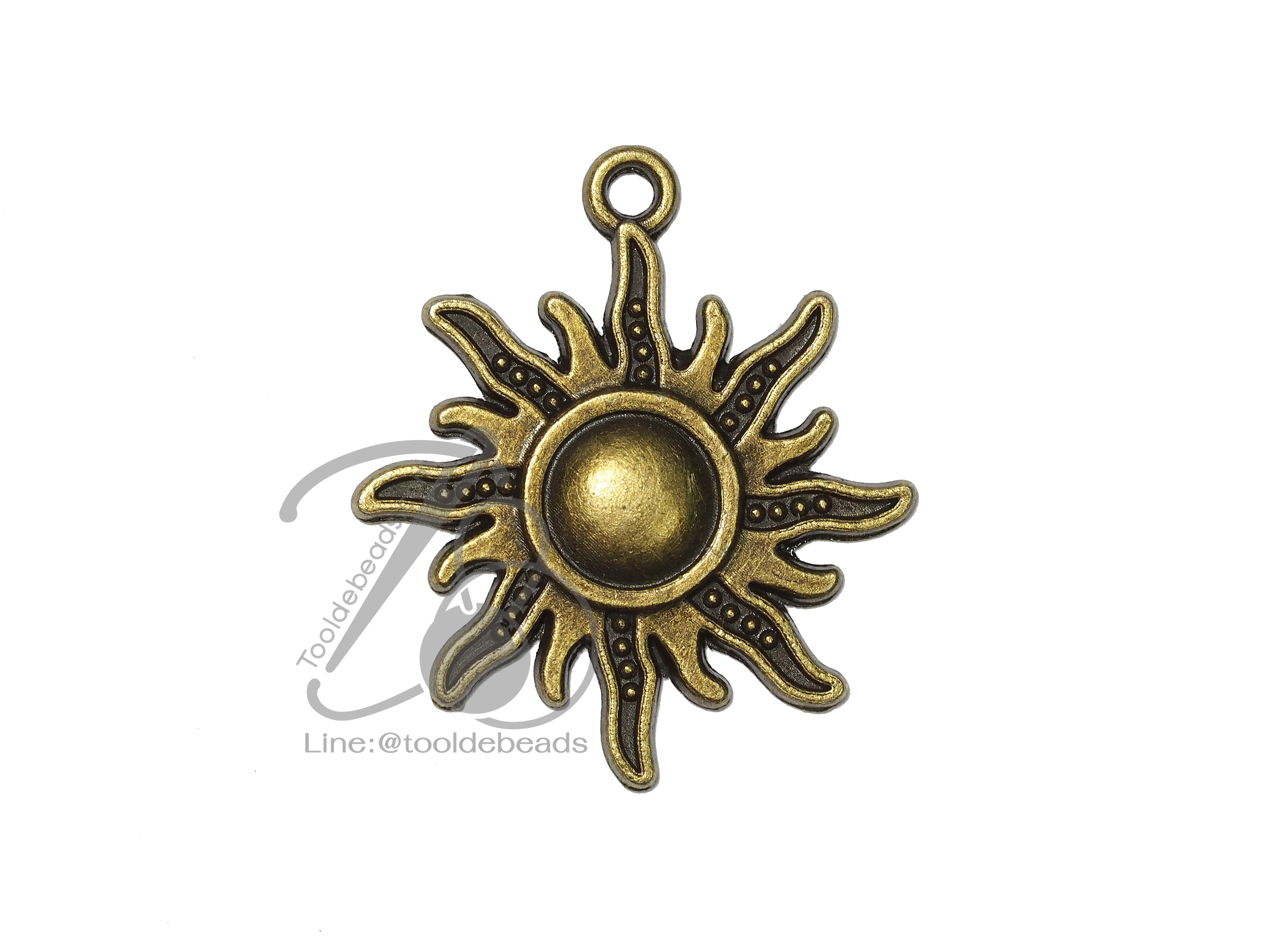 จี้เหล็ก 446 25มม. ลายพระอาทิตย์ สีสนิม (1 ชิ้น) SKU-06022