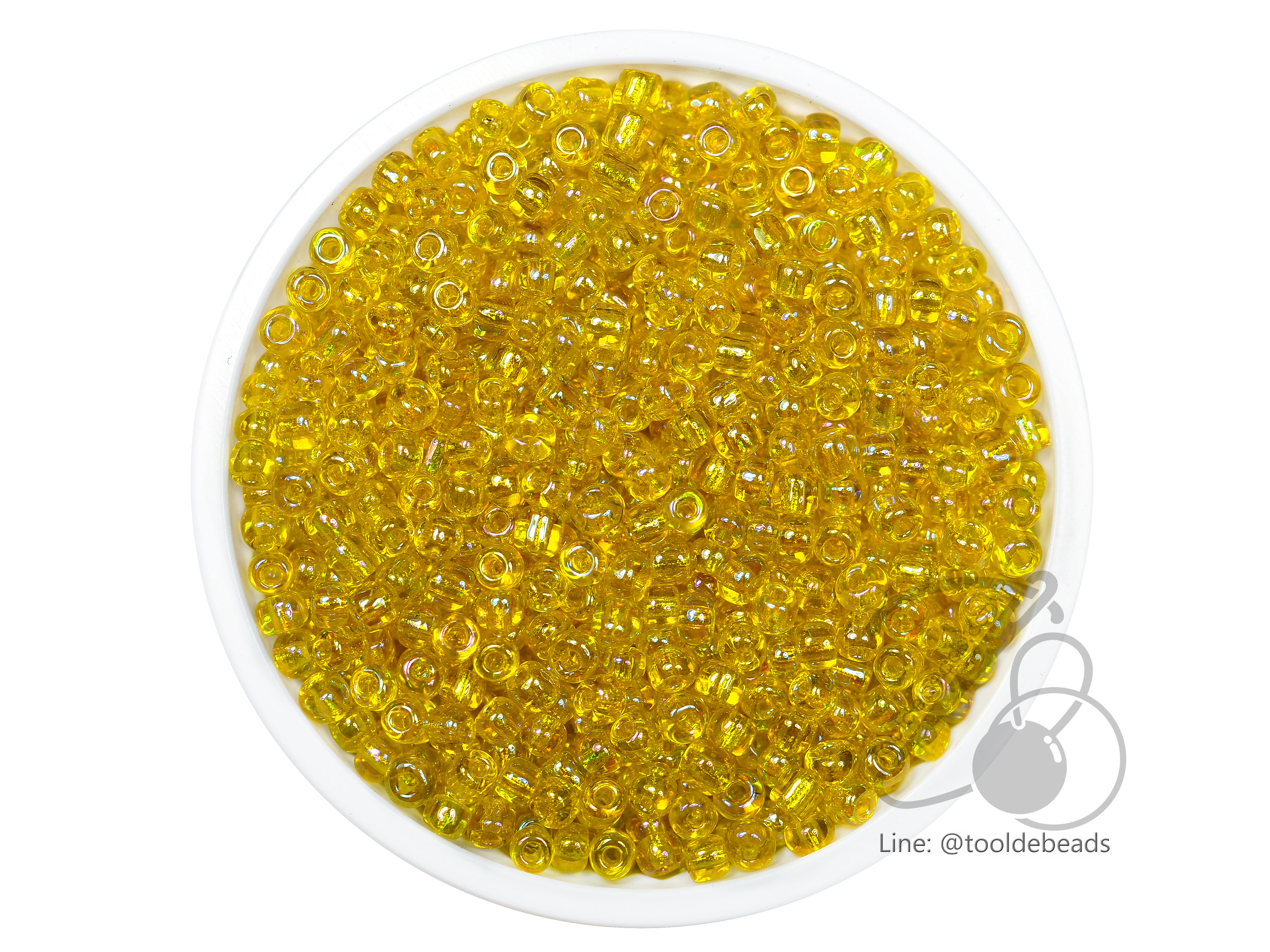 ลูกปัดเม็ดทราย 8/0 โทนรุ้ง สีเหลือง (100 กรัม) SKU-04032