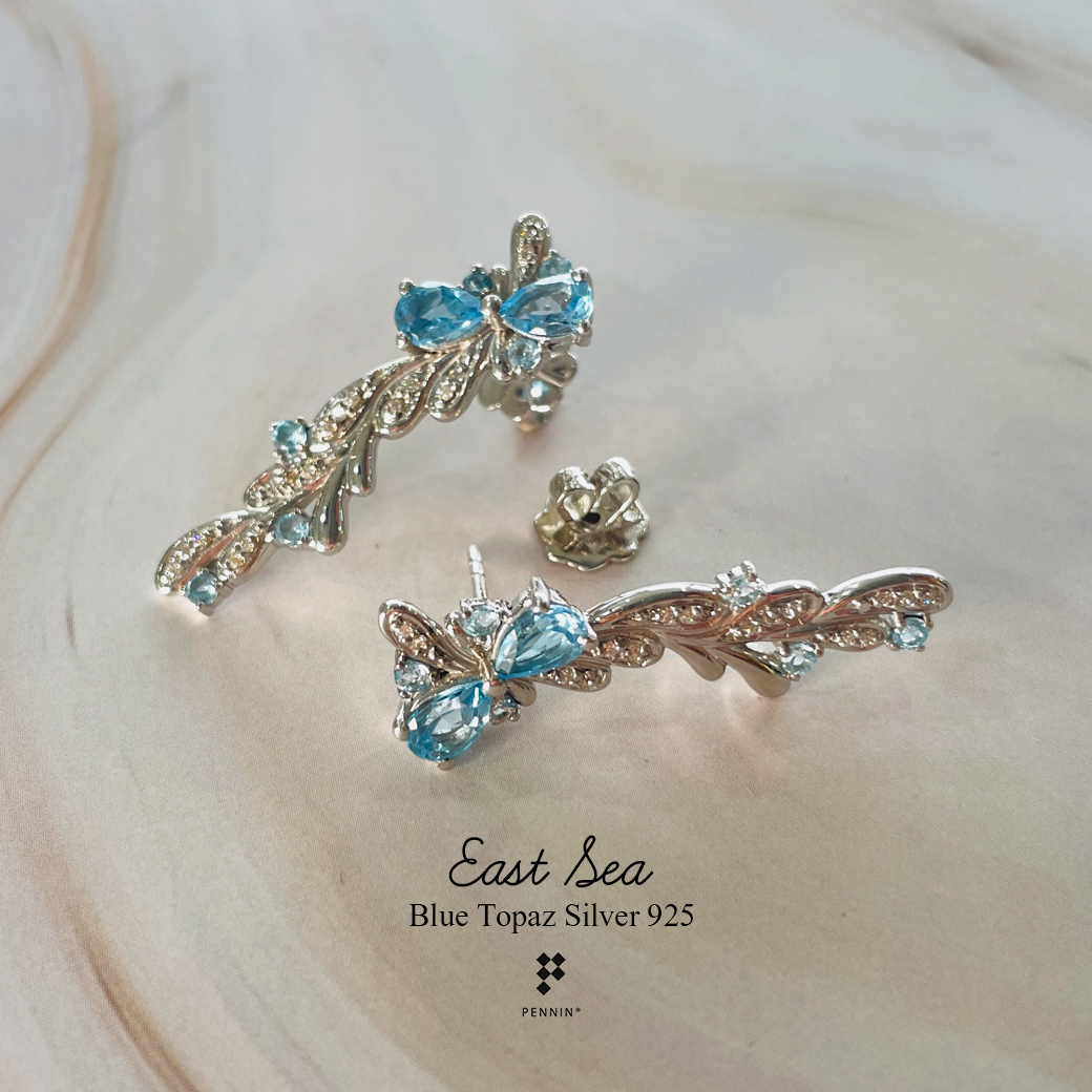 ชุดเครื่องประดับ "East Sea" พลอย Blue Topaz สีฟ้าสดใสของท้องทะเล เย็นฉ่ำกับสายน้ำรับวสันตฤดู