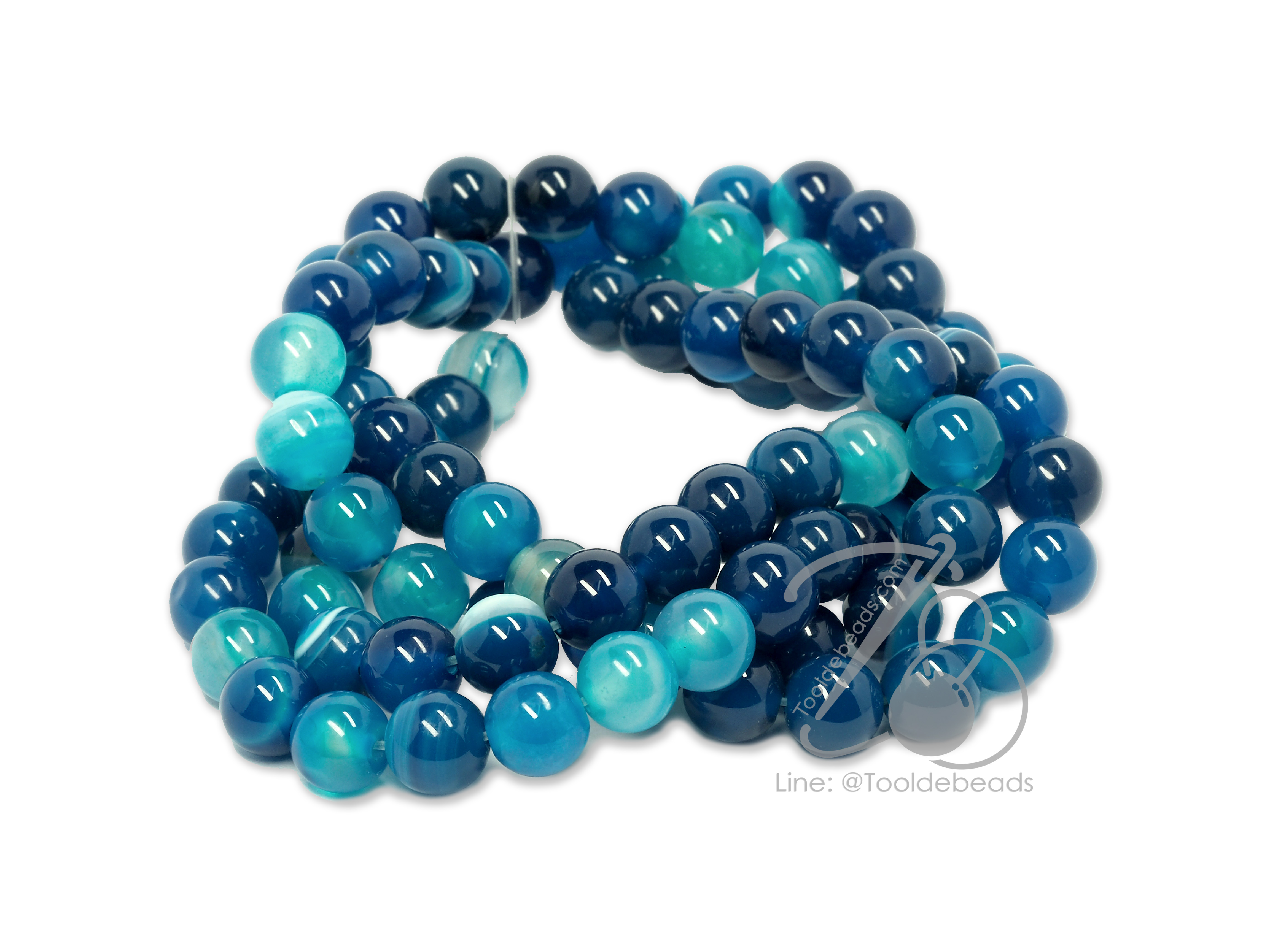 หิน blue agate 8มม. (47 เม็ด) SKU-00977
