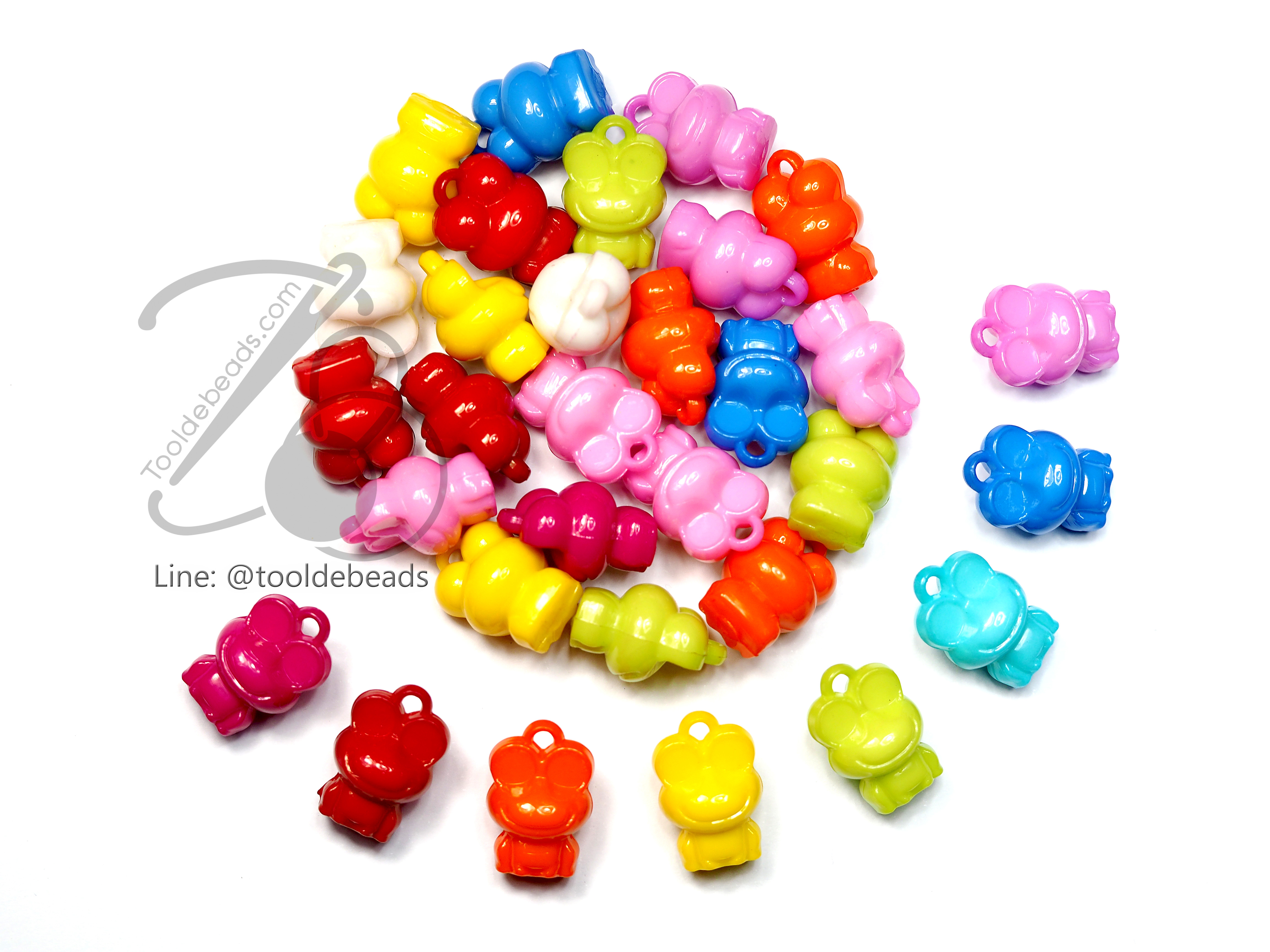 จี้อะคริลิค 12*19มม. ลายกบ คละสีสด (100 กรัม) SKU-05087