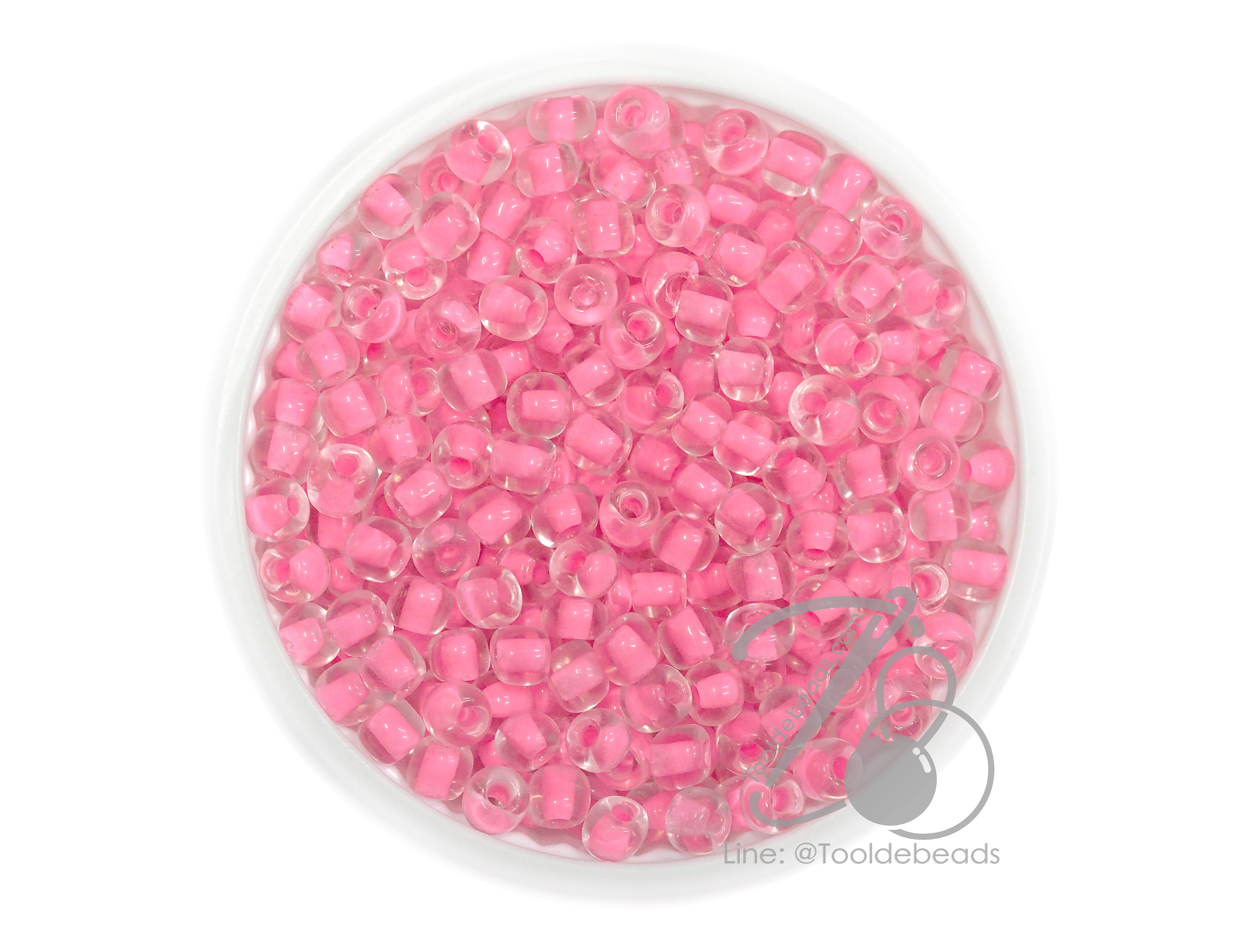OK Brand ลูกปัดเม็ดทราย 6/0 สอดไส้ สีชมพู (100 กรัม) SKU-14874