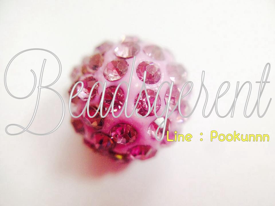 ลูกปัดฝังเพชร 12มม. สีม่วงหวาน (1 ชิ้น) SKU-01585