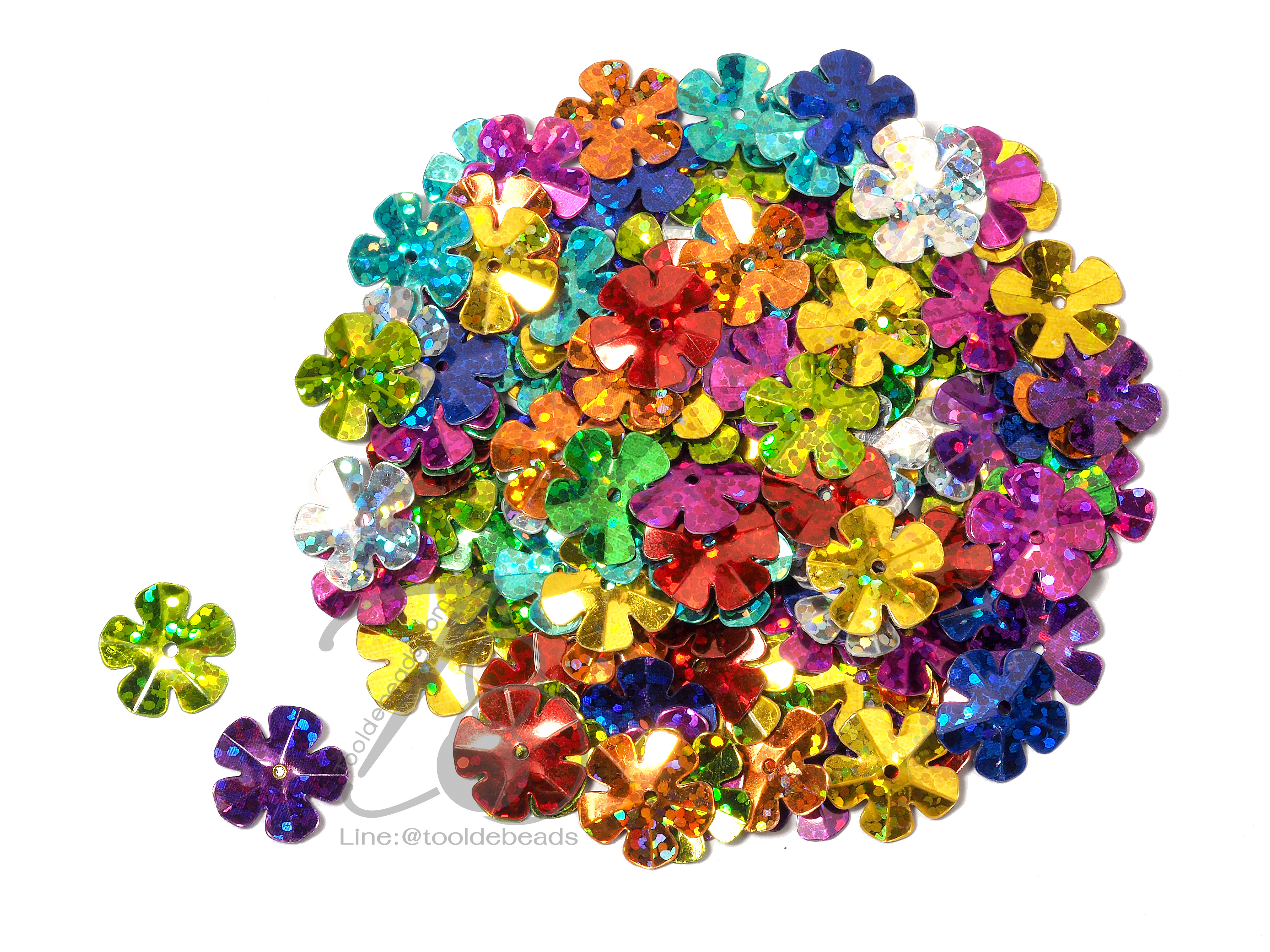 เลื่อมดอกไม้ดิสโก้ 14มม. คละสี (10 กรัม) SKU-04452