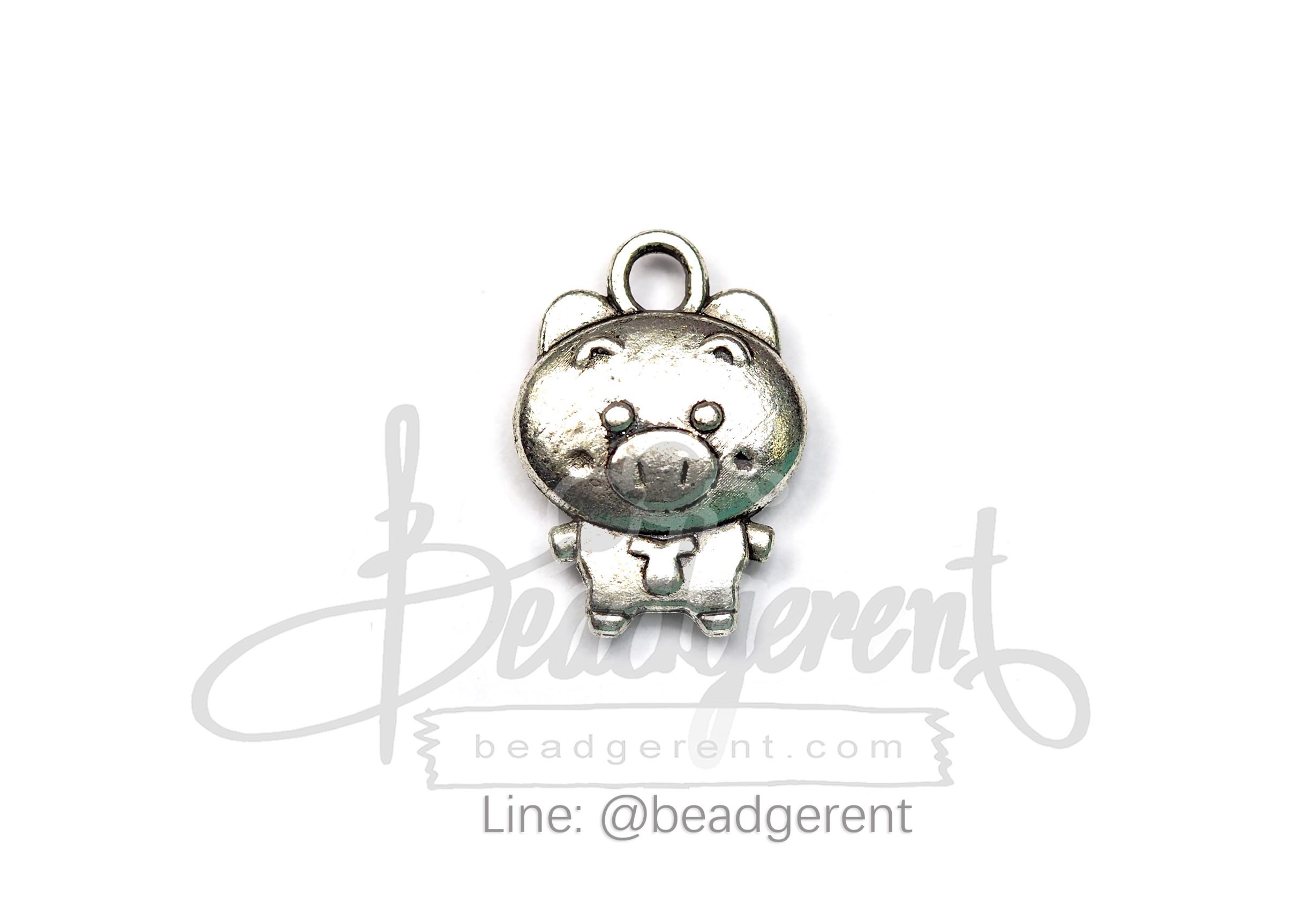 ลูกปัดโรเดียม 163 10*15มม. ลายหมู (1 ชิ้น) SKU-03395