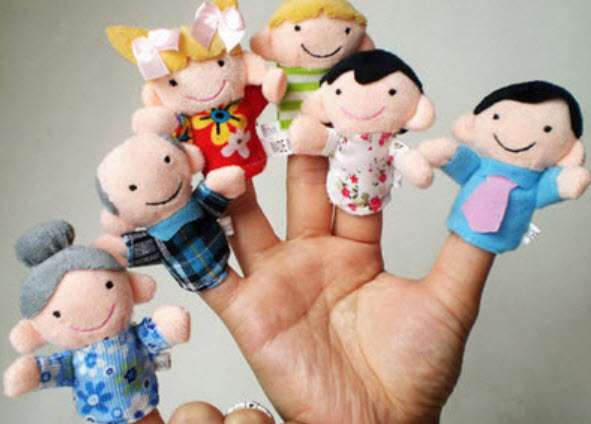 หุ่นนิ้วมือตุ๊กตาครอบครัวญี่ปุ่น 6 ตัว