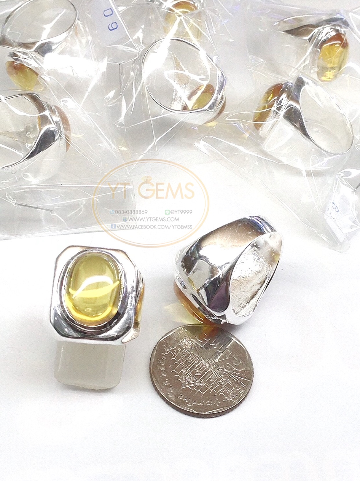 แหวนเงินแท้92.5% พลอยบุษราคัม(cz) YTG-5106 YTGEMS