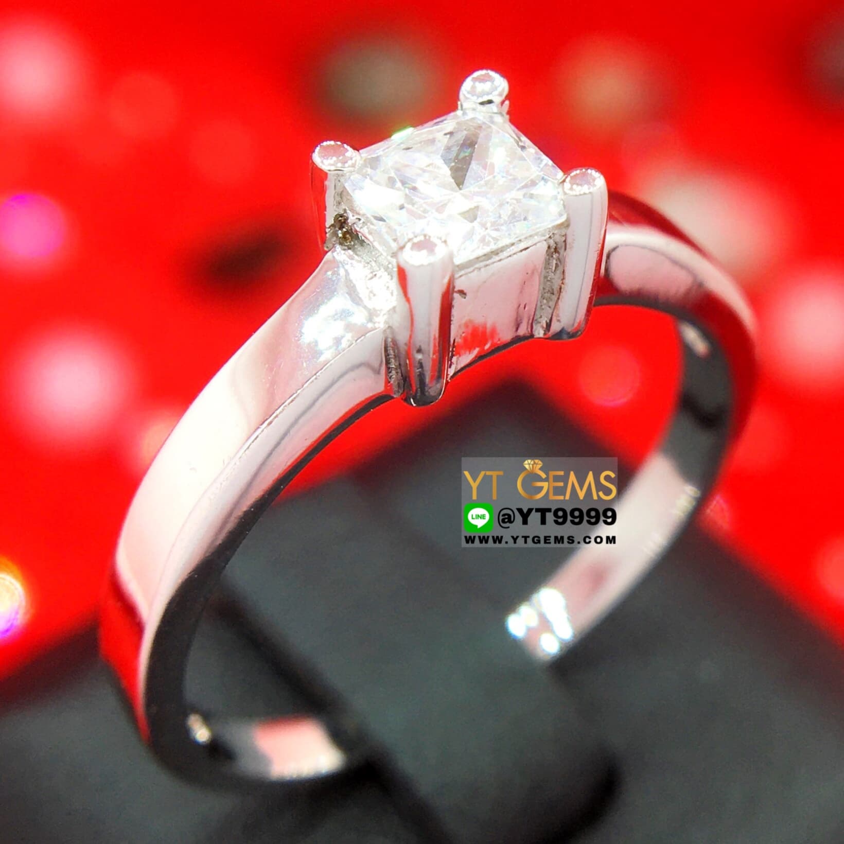 แหวนเพชร แหวนเงินแท้ ชุบทองคำขาว เพชร Swiss YTG-2480 YTGEMS