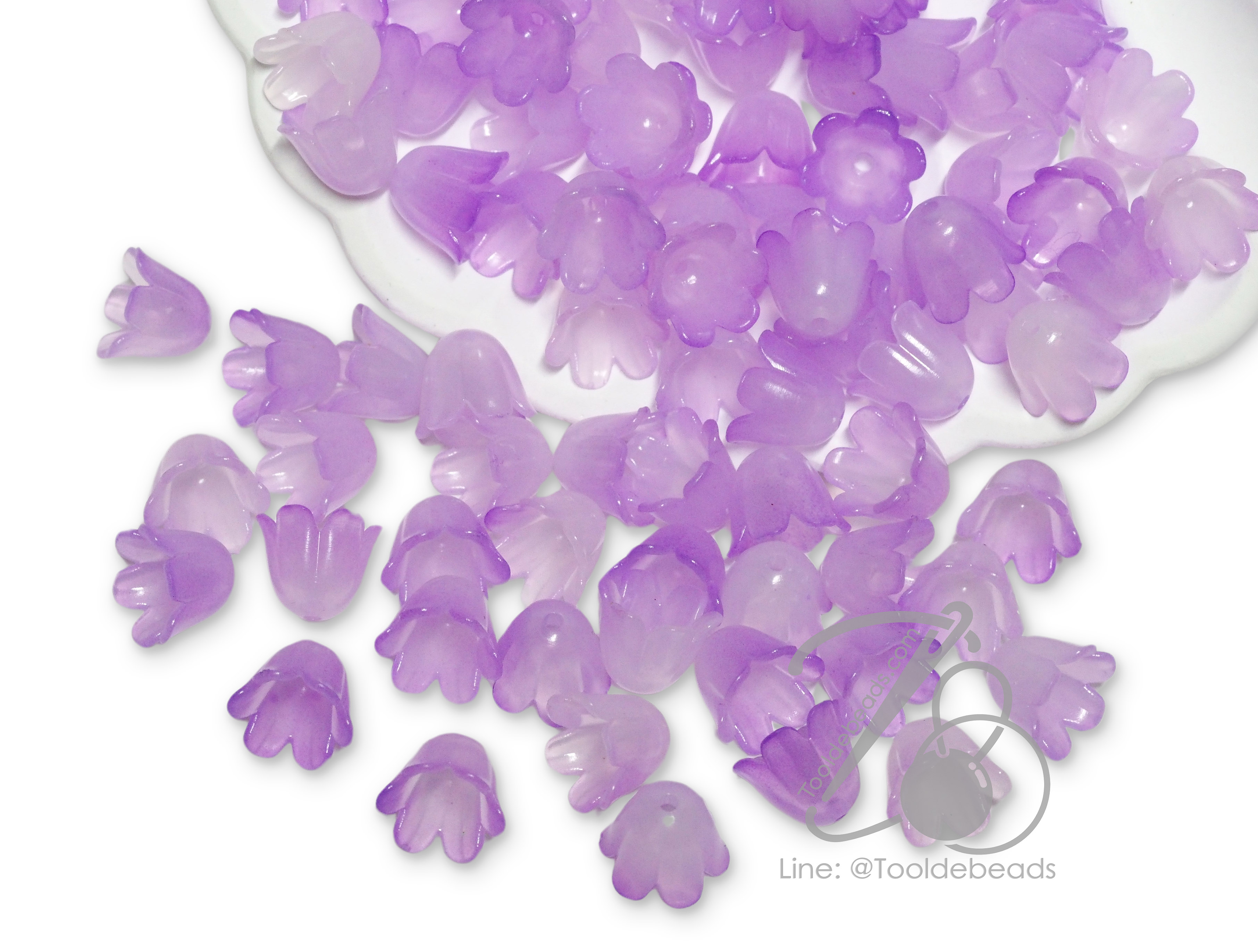 ลูกปัดอะคริลิค 8*10มม. ตัวครอบดอกไม้ สีหวาน (80 กรัม) SKU-13047