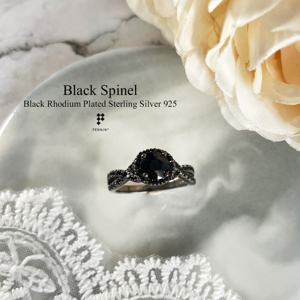 HILISE: แหวนนิลล้อมนิลไขว้ Infinity เงินแท้ 925 ชุบ Black Rhodium สวยสะดุดตา เสน่ห์เกินต้าน