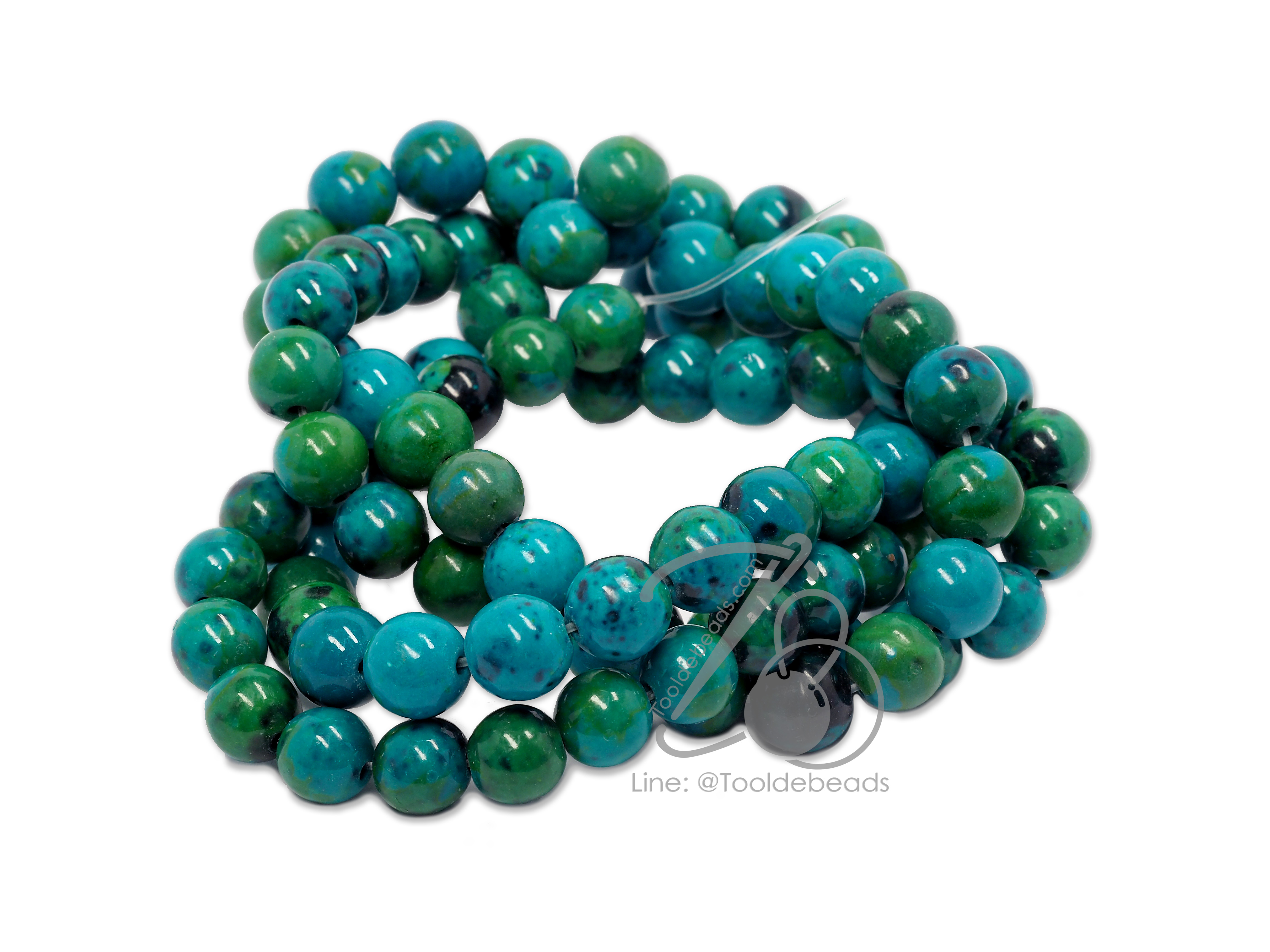 หิน Chrysocolla 8มม. (45 เม็ด) SKU-09947