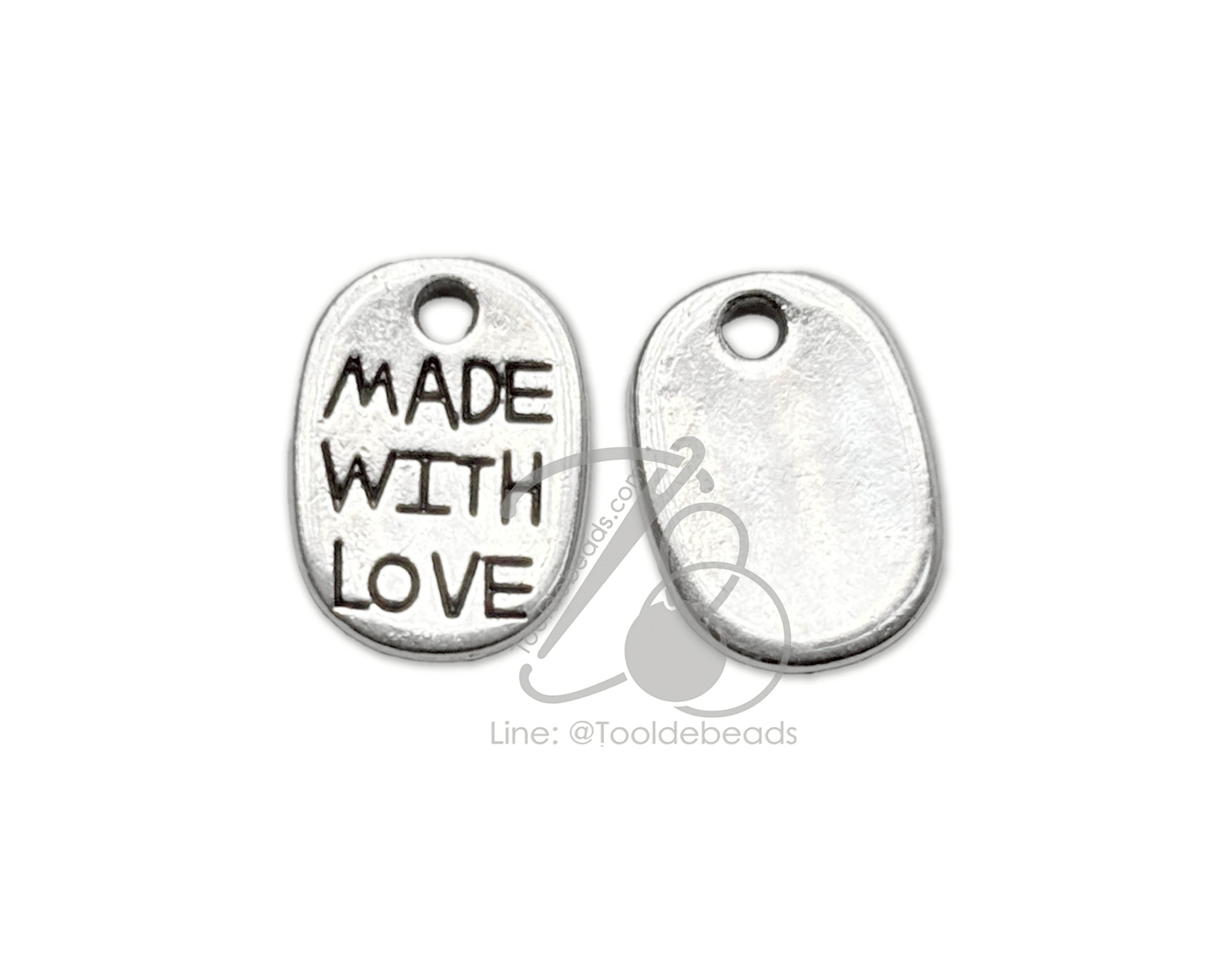 ลูกปัดโรเดียม 220 8*11มม. จี้ Made with love สีเงิน (10 กรัม) SKU-18514