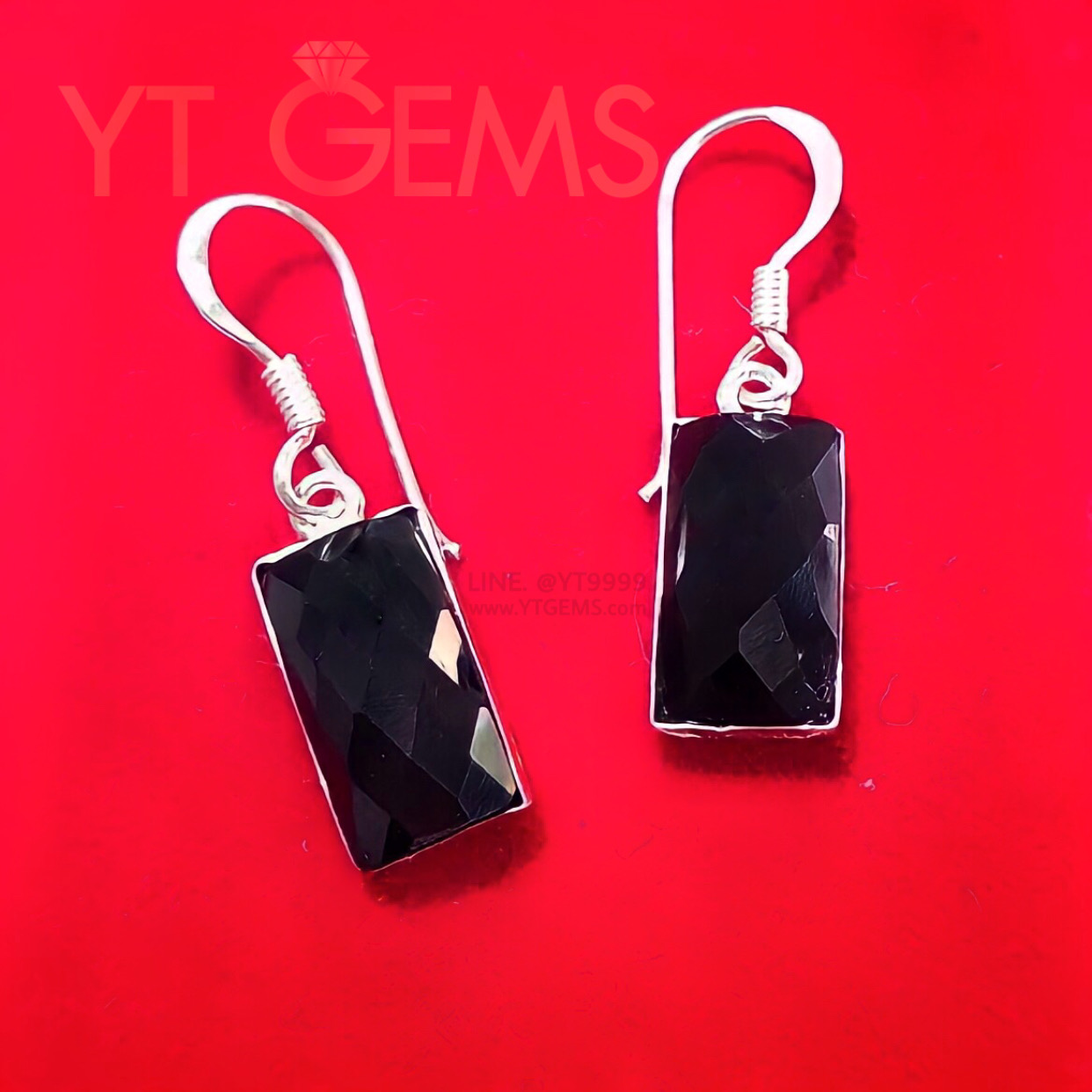 ต่างหูนิล ต่างหูเงินแท้ ชุบทองคำขาว พลอยนิลแท้ YTG-11711 YTGEMS